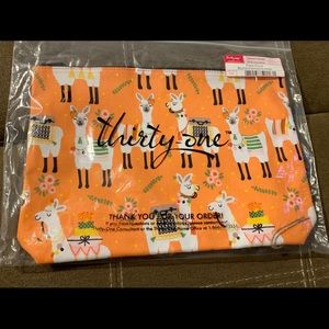 Thirty- One large zipper pouch Llama New in Bag